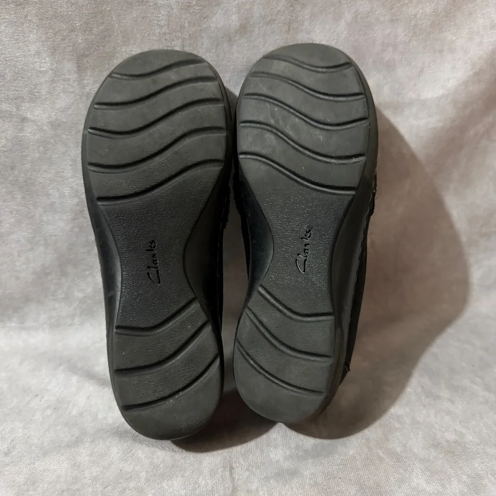 Clarks Collection Loafers Womens 5 Black Good Nubuck Leather Slip On Comfort